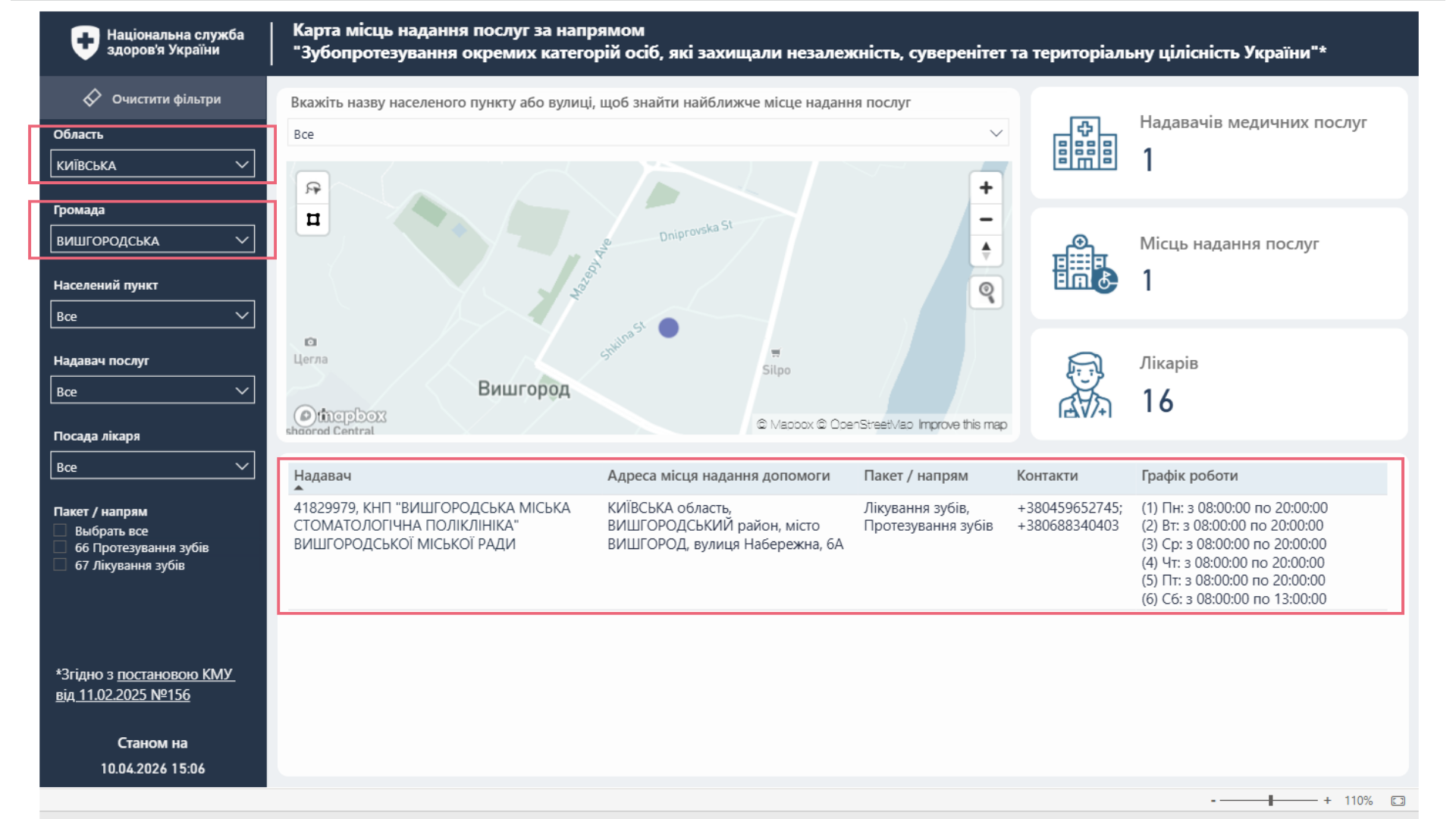 Приклад 2 — пошук за Вишгородською громадою
